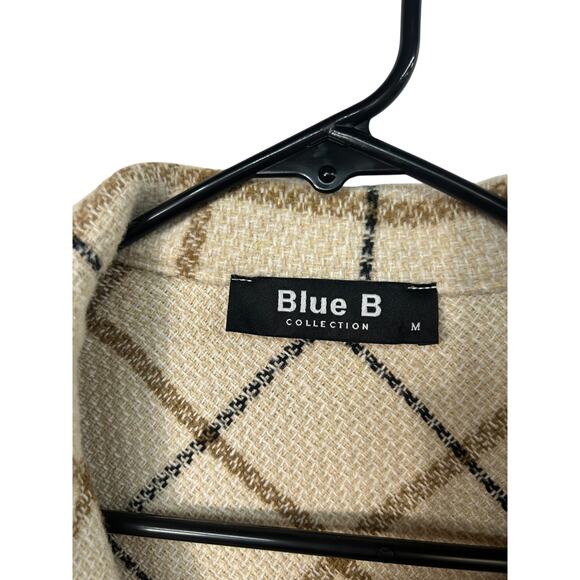 Cream Plaid Boucle Shacket Jacket‎ M Fall Layer Preppy Cottagecore Cozy Chic - Picture 3 of 5